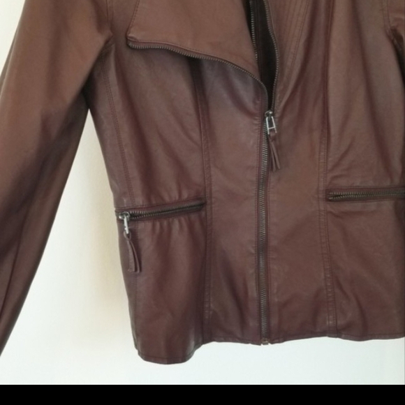 Blank NYC Moto Biker Jacket size large Vegan Burgundy Pl - Picture 4 of 5